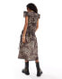 Reclaimed Vintage maxi dress with asymmetric ruching in animal print