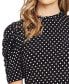 Women's Ruched Short Sleeve Polka-Dot Knit Top