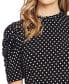 ფოტო #3 პროდუქტის Women's Ruched Short Sleeve Polka-Dot Knit Top