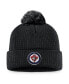 ფოტო #1 პროდუქტის Men's Black Winnipeg Jets Core Primary Logo Cuffed Knit Hat with Pom