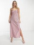 Фото #1 товара Pieces Premium maxi cami split dress in pink glitter