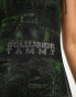 Фото #4 товара COLLUSION x TAMMY mesh denim printed cami dress with hot fix branding in green