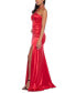 Juniors' Satin Keyhole Halter Gown