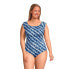Plus Size Chlorine Resistant Tummy Control Cap Sleeve X-Back One Piece Swimsuit