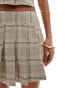 Фото #3 товара Kaiia pleated lowrise mini skirt co-ord in beige check