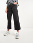 Pimkie high waist exposed button detail wide leg jeans in black