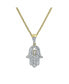 ფოტო #1 პროდუქტის Serene Hamsa Palm Natural Baguette Cut Diamond Pendant (1.08 cttw) in 14k Yellow Gold for Men Women