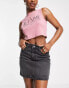 DTT Gabby high waisted denim skirt in washed black