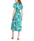 Фото #2 товара Women's Printed Split-Neck Short-Sleeve Midi Dress
