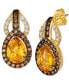 Cinnamon Citrine (1-1/2 ct. t.w.) & Diamond (1-1/6 ct. t.w.) Pear Drop Earrings in 14k Gold