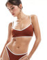 Фото #2 товара ASOS DESIGN contrast binding hidden underwire crop bikini in brown