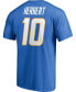 ფოტო #3 პროდუქტის Men's Justin Herbert Powder Blue Los Angeles Chargers Player Icon Name and Number T-shirt