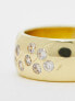 Pieces plated gift boxed chunky ring with scattered diamantes in gold