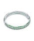 Art Deco Style Green Cubic Zirconia CZ Dome Statement Bangle Bracelet For Women Brass