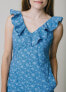 Фото #2 товара Women's Organic Cotton V-Neck Ruffle Shift Dress