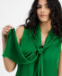 ფოტო #3 პროდუქტის Women's Tie-Neck Sleeveless Satin Blouse, Created for Macy's