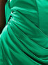 Jaded Rose ruched satin one shoulder maxi dress in green