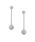 Фото #2 товара White Crystal Pave Round Double Disco Ball Drop Linear Prom Dangle Earrings For Women Sterling Silver