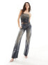Фото #1 товара Weekday Arrow co-ord wax coated low waist regular fit straight leg jeans in washed blue