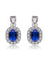 Фото #1 товара Sterling Silver White Gold Plated Sapphire Blue Oval Cubic Zirconia with Clear Pear and Round Cubic Zirconias Accent Earrings
