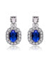 ფოტო #1 პროდუქტის Sterling Silver White Gold Plated Sapphire Blue Oval Cubic Zirconia with Clear Pear and Round Cubic Zirconias Accent Earrings