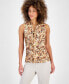 ფოტო #1 პროდუქტის Women's Printed Tie-Front Blouse