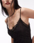 Topshop sheer crinkle lace trim mini dress in black Черный, M - EU 40-42 - фото #3