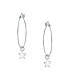 Фото #4 товара American USA Patriotic Celestial Rock Super Stars Dangle Charm Round Tube Thin Big Star Hoop Earrings For Women Sterling Silver 1.6 Inch Diameter