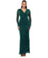 Фото #1 товара Women's Metallic Draped Long-Sleeve Gown