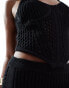 Фото #3 товара ASOS DESIGN knitted crochet corset top co-ord in black