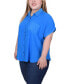 ფოტო #3 პროდუქტის Plus Size Short Extended Sleeve Blouse