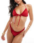 Фото #1 товара Candypants frilly high leg bikini bottom in dark red