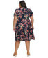 Фото #2 товара Plus Size Printed Fit & Flare Short-Sleeve Dress