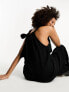Фото #3 товара ASOS DESIGN minimal crinkle dungaree jumpsuit in black