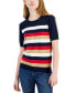 ფოტო #1 პროდუქტის Women's Striped Short-Sleeve Sweater