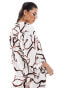 Фото #3 товара River Island co-ord abstract print boxy shirt in brown