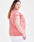 Фото #2 товара Plus Size Eyelet Split-Neck Blouse, Created for Macy's