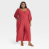 Women's Plus Size Puff 3/4 Sleeve Jumpsuit - Knox Rose Red Dot 1X