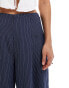 Bershka high waisted wide leg tailored trousers in blue stripe