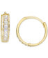 Cubic Zirconia Baguette Extra Small Hoop Earrings in 14k Gold, 0.47"