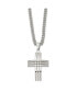 ფოტო #3 პროდუქტის Brushed and Polished Cross Pendant on a Curb Chain Necklace