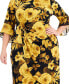Фото #7 товара Plus Size Round-Neck 3/4-Ruffle-Sleeve Dress
