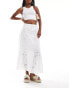 Фото #4 товара New Look broderie tiered midi skirt in white