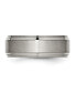 Фото #3 товара Titanium Brushed Center Double Step Ridged Edge Band Ring