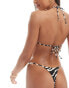 Фото #3 товара Mango zebra print triangle bikini top in white