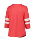 Фото #3 товара Women's Heather Scarlet Ohio State Buckeyes Plus Size Mascot Sign 3/4-Sleeve T-shirt