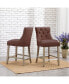 24" Linen Tufted Buttons Upholstered Wingback Counter Stool (Set of 2)
