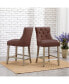 Фото #4 товара 24" Linen Tufted Buttons Upholstered Wingback Counter Stool (Set of 2)