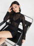 Фото #1 товара ASOS DESIGN hotfix crystal stud mesh bodysuit in black