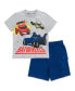 ფოტო #1 პროდუქტის Toddler Boys Batwheels Bam the Batmobile Batwing Redbird T-Shirt and French Terry Cargo Shorts Outfit to